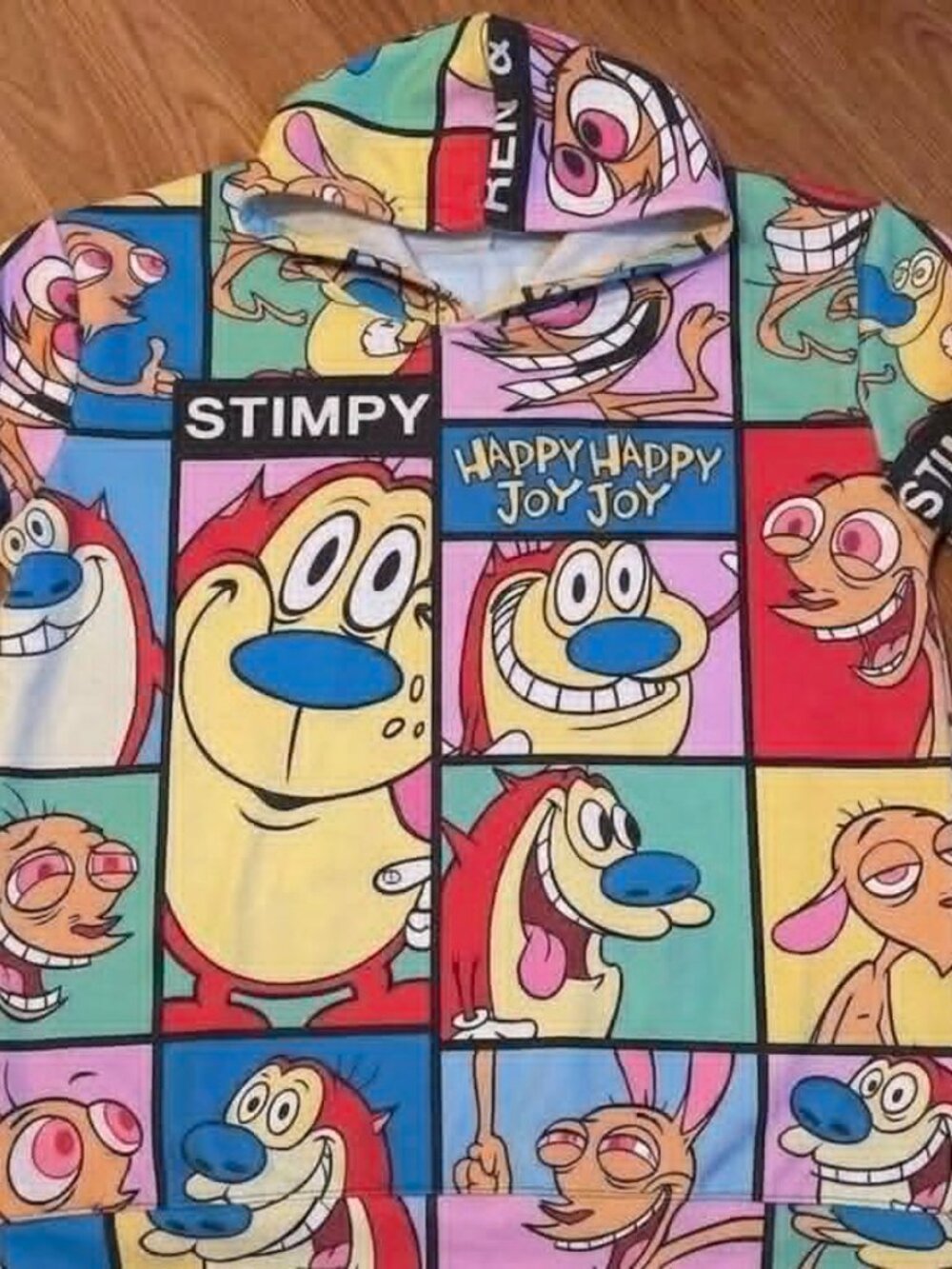 Ren & Stimpy All-Over Print Hoodie Large Nickelodeon #088